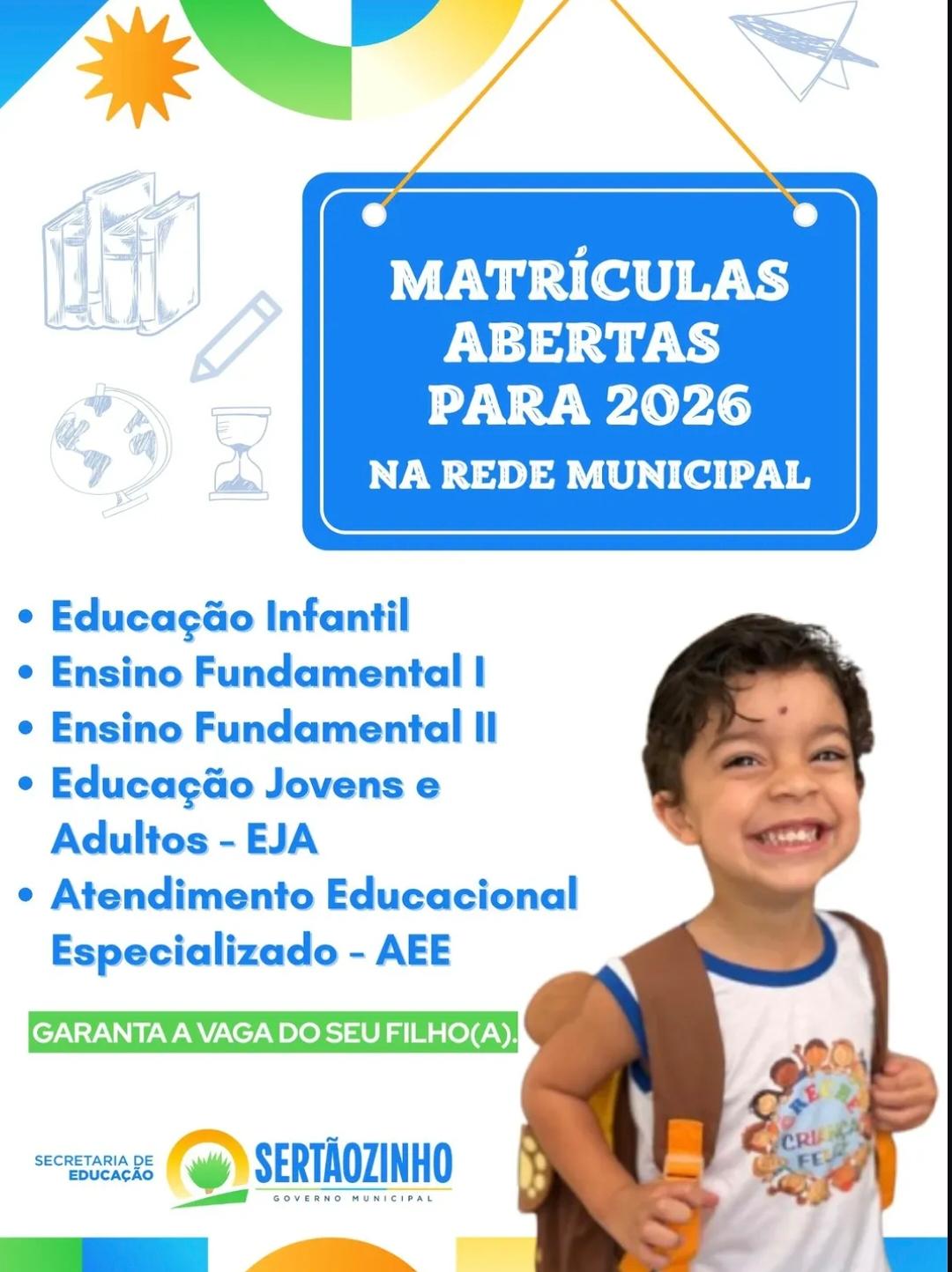 Matriculas abertas para o ano letivo de 2026 - Garanta já a vaga do seu filho