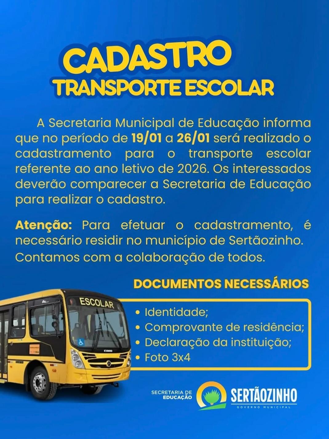 Cadastro do Transporte Escolar