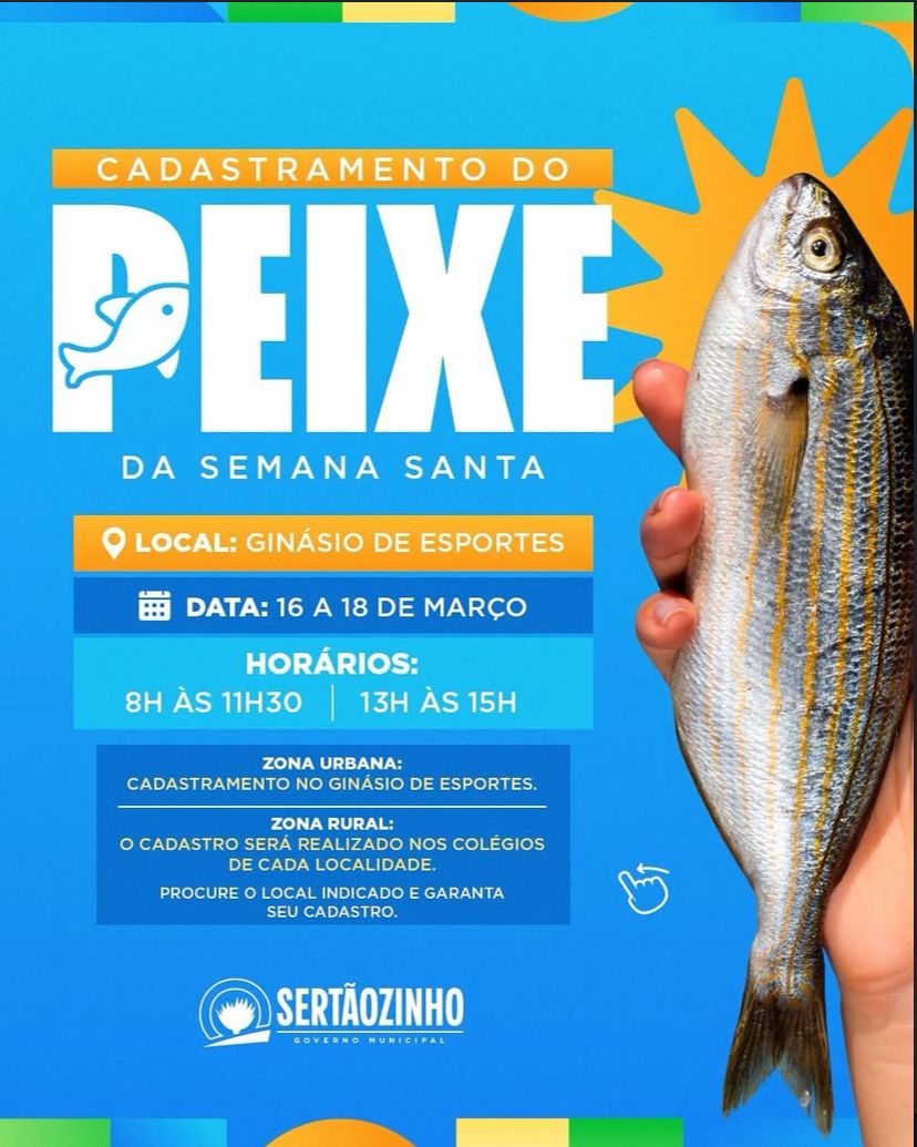 Prefeitura de Sertãozinho inicia cadastramento para a entrega do peixe da Semana Santa