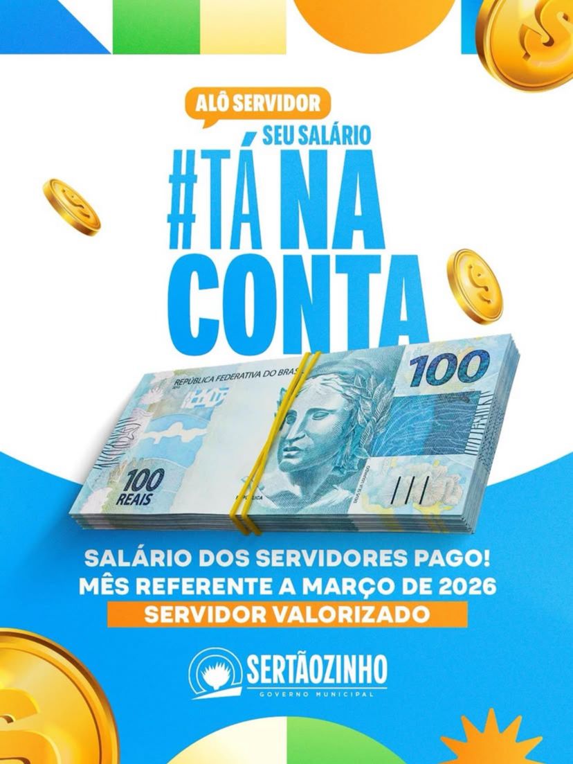 Pagamento dos servidores municipais referente ao mês de março já está na conta