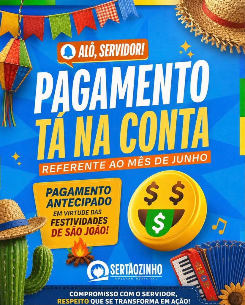 Prefeitura de Sertãozinho antecipa pagamento dos servidores referente ao mês de junho