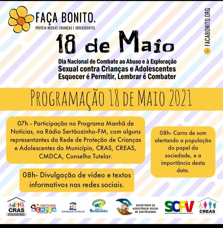 Secretaria de Ação Social e Cidadania: realiza programação em alusão ao 18 de maio